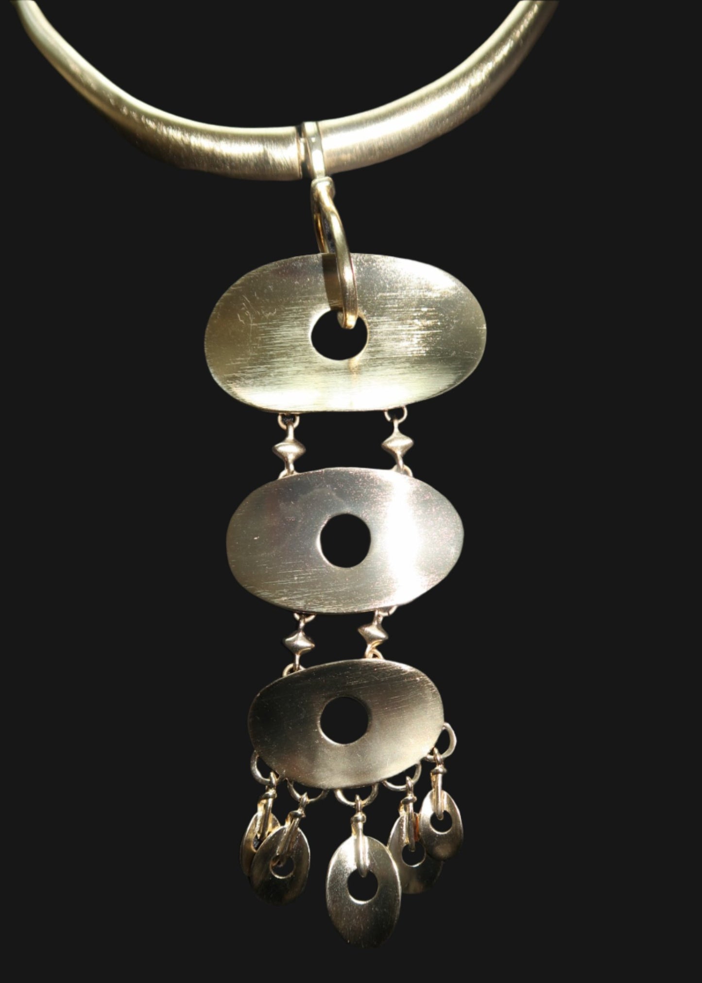 Golden Triple Disc Pendant Necklace