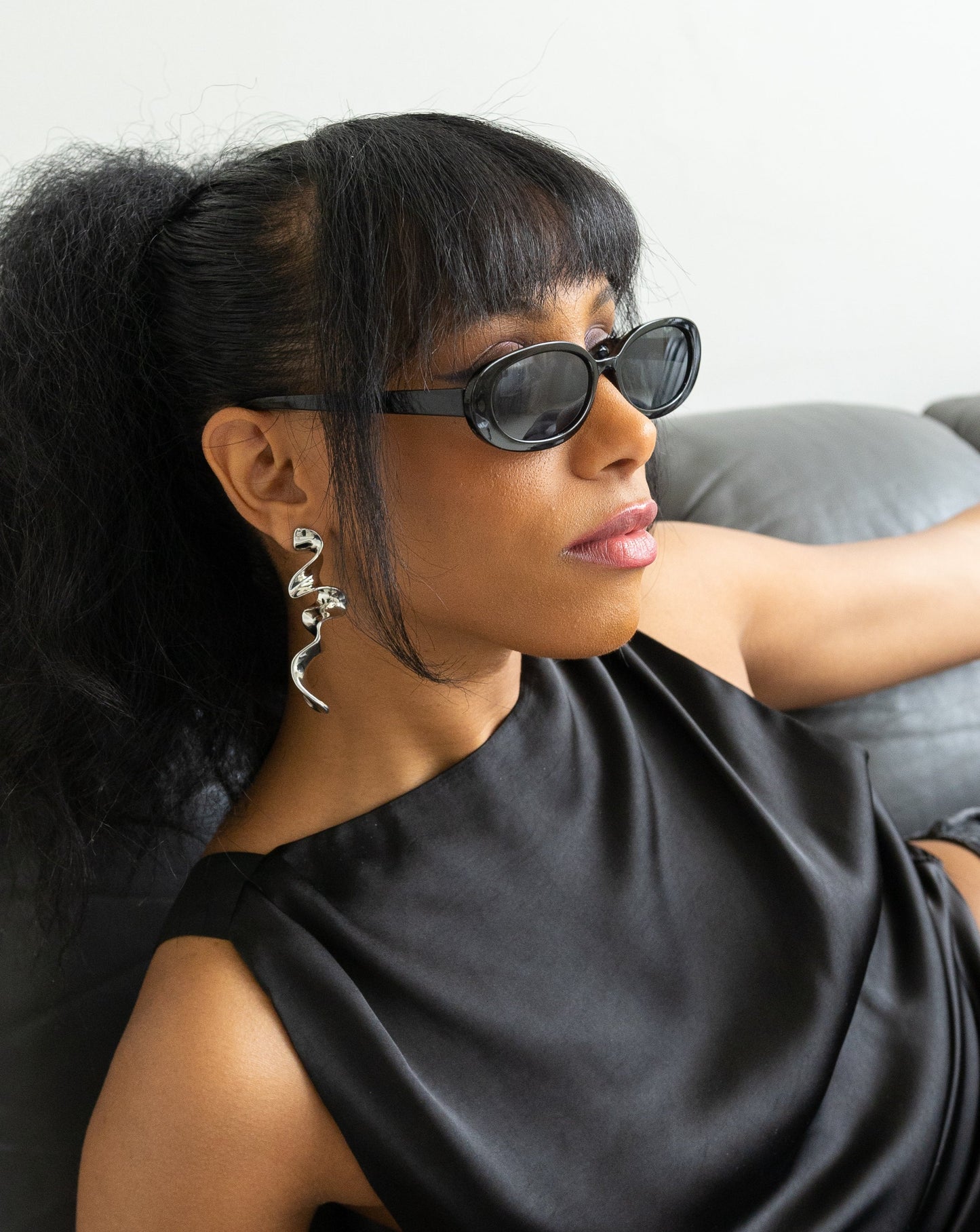 Liquid metal drop earrings