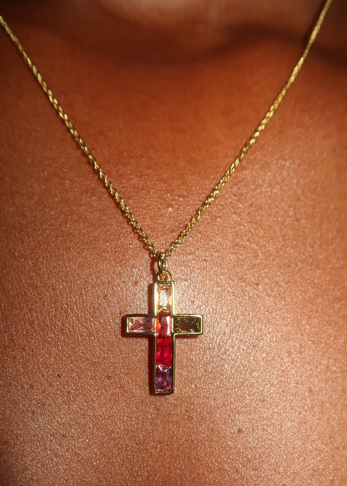 Stained Glass Cross Necklace